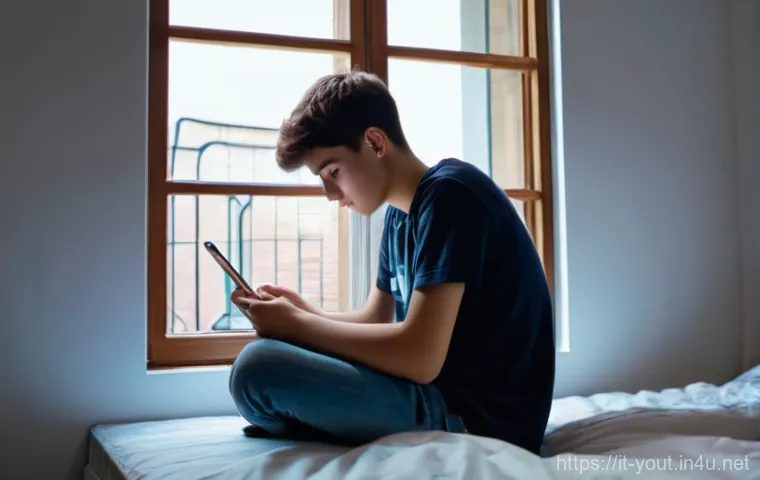 청소년지도사와 청소년 문제 해결 프로그램 사례 - **"Navigating the Digital Maze"**: A realistic, candid photo of an Italian teenager, approximately 1...