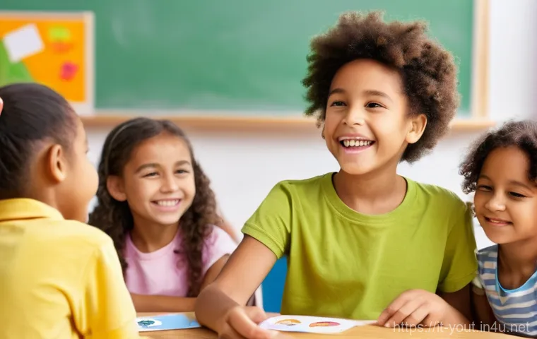 청소년지도사 경력자의 추천 서적 - **Prompt:** A vibrant, sunlit classroom where a diverse group of elementary school children (around ...