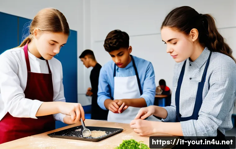 청소년지도사와 청소년 자립 지원 프로그램 - A diverse group of European teenagers participating in a practical skills workshop inside a modern c...