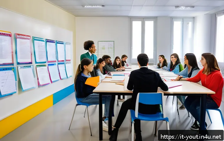 청소년지도사와 관련된 주요 법령 - A bright, modern youth educational center in Italy, featuring a diverse group of teenagers wearing c...