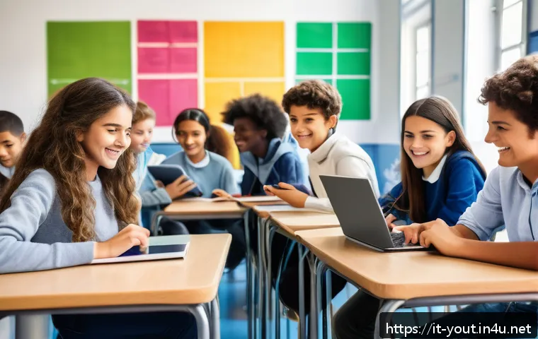 청소년지도사와 청소년 교육 콘텐츠 개발 - A vibrant classroom scene in Italy featuring diverse teenagers engaged in interactive digital learni...