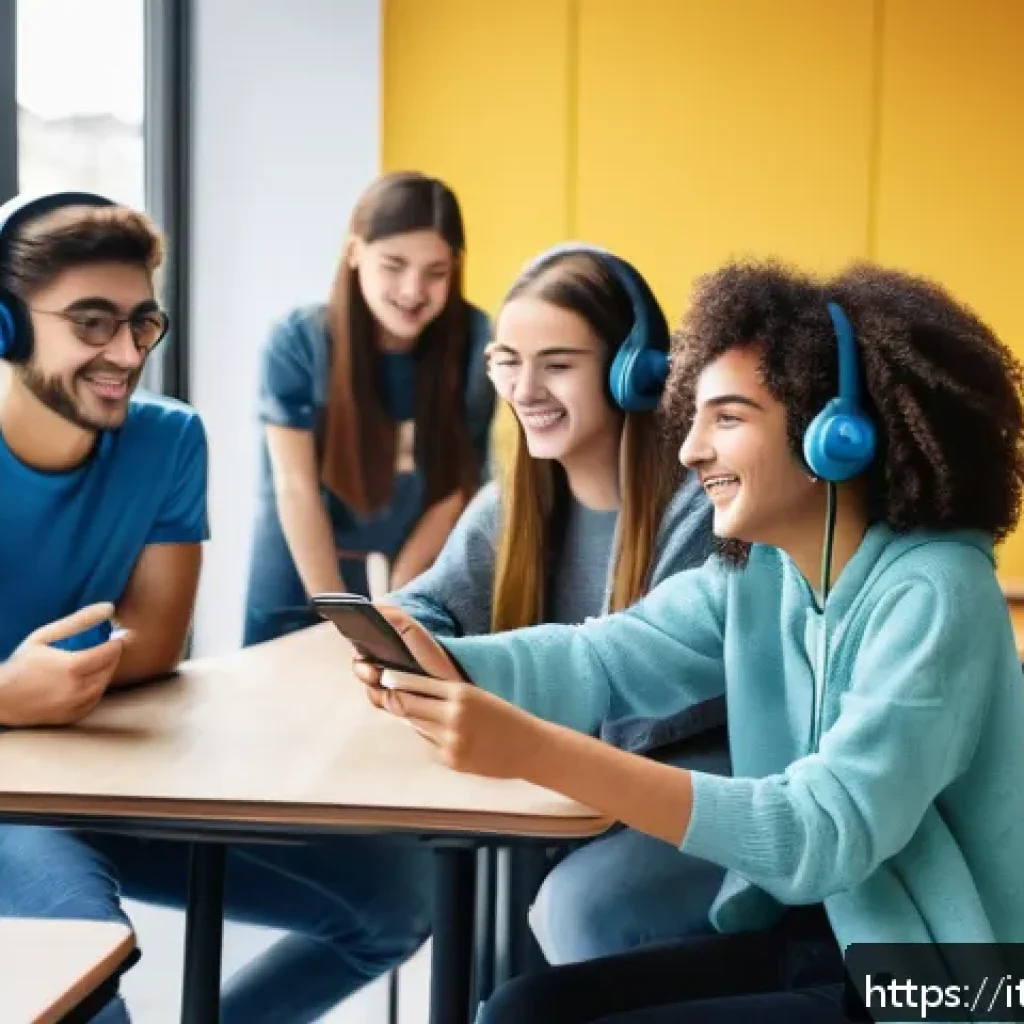 청소년지도사로서의 온라인 플랫폼 활용 - A diverse group of Italian teenagers engaging enthusiastically in a live streaming educational sessi...