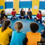Home 22 청소년지도사와 청소년 인성교육 사례 - A warm, inviting classroom setting in an Italian school where a diverse group of teenagers, all wear...